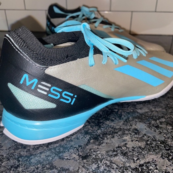 Adidas X Crazyfast Messi.3 Mens Indoor Soccer Sneakers Silver & Blue Size 11 - Picture 2 of 9